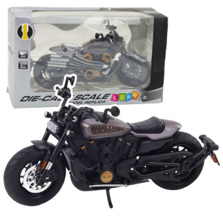 Motocykl chopper metalowy światła dźwięki czarny szare elementy 1:12