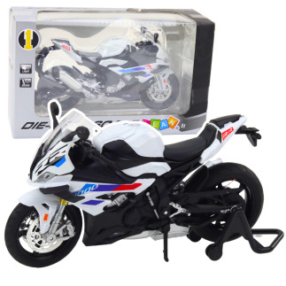 Motocykl sportowy metalowy światła dźwięki biały s1000 1:12