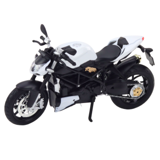 Motocykl sportowy metalowy z dźwiękami i światłami, biały 1:12 - EAN: 5905991049562