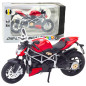 Motocykl Sportowy Metalowy z Dźwiękami i Światłami, Srebrno-Czerwony, 1:12 - EAN: 5905991049579