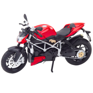 Motocykl Sportowy Metalowy z Dźwiękami i Światłami, Srebrno-Czerwony, 1:12 - EAN: 5905991049579