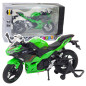 Motocykl Sportowy Metalowy Zielony z Dźwiękiem i Światłem 1:12 EAN 5905991049685