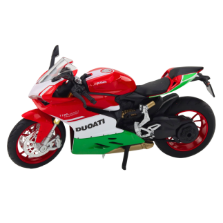 Sportowy motocykl metalowy czerwono-zielony z dźwiękami i światłami 1:12 EAN: 5905991049692