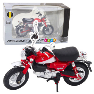 Motocykl retro klasyczny metalowy światła czerwony 1:12