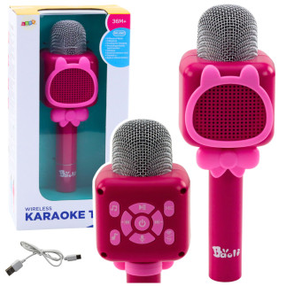 Bezprzewodowy mikrofon bluetooth do karaoke nagrywanie zmiana głosu różowy