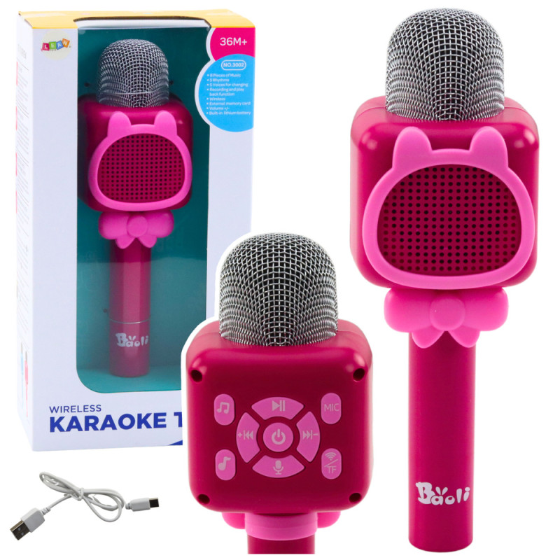 Bezprzewodowy mikrofon Bluetooth do karaoke z nagrywaniem i zmianą głosu Różowy EAN: 5905991057581