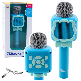 Bezprzewodowy mikrofon bluetooth karaoke nagrywanie zmiana głosu niebieski