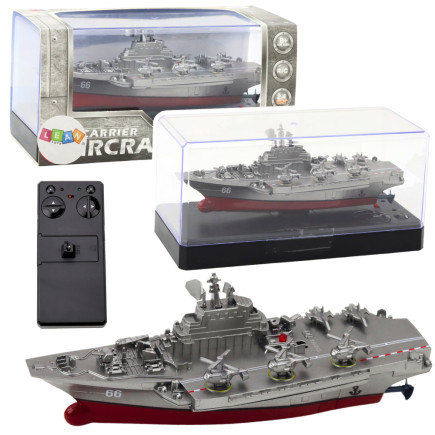 Statek militarny łódź zdalnie sterowana rc srebrna 15cm