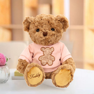 Pluszowa maskotka miś w różowej koszulce - 30 cm, brązowy EAN: 5905991047254