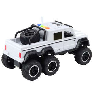 Samochód terenowy napęd frykcyjny światła dźwięki biały perłowy 6x6 1:16