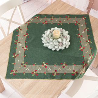 Świąteczna kokardka serweta haftowana 85x85cm zielona EAN: 5906450022201