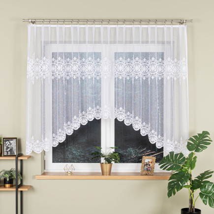 Żaneta firanka żakardowa gotowa, szerokość 400 x wysokość 135cm, kolor 001 biały