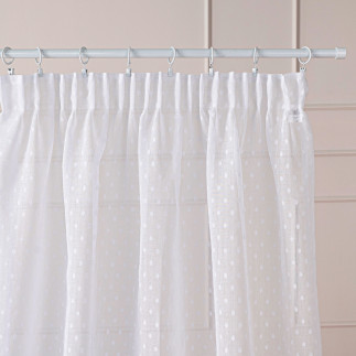 Firana gotowa na taśmie, szerokość 140cm x wysokość 250cm, kolor 001 biały