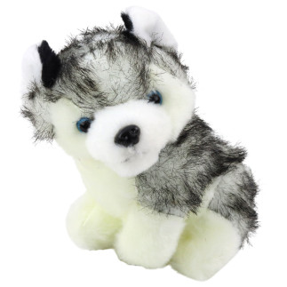 Pluszowy husky w torebce - biało-szary przytulak do zabawy i dekoracji | EAN: 5905991057338
