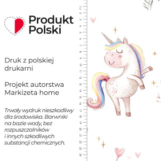 Słodkie jednorożce tkanina dekoracyjna typu milas soft ze wzorem po całości, wysokość 300cm, kolor 001 biały