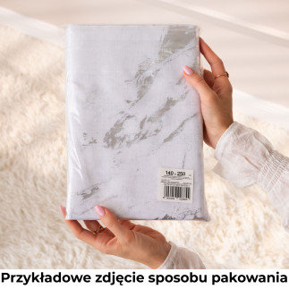 Marietta firana gotowa na taśmie, szerokość 140cm x wysokość 250cm, kolor 004 biały ze złotym zdobieniem