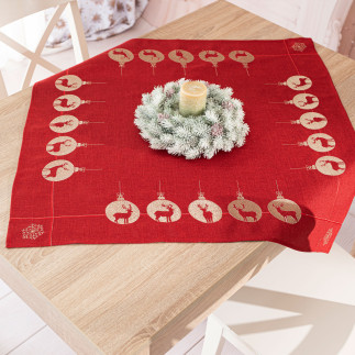 Błyszczący renifer serweta haftowana czerwona 85x85 cm EAN: 5906450022287