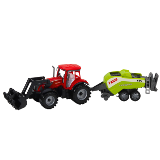 Zestaw Traktor z Ładowaczem i Prasą Rolniczą Czerwony EAN: 5905991060529