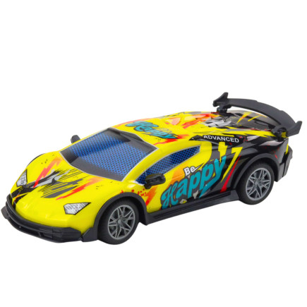 Zdalnie sterowany samochód sportowy RC z LED, żółty, EAN: 5905991068501
