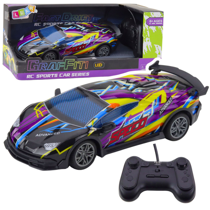 Zdalnie sterowany samochód sportowy RC z LED fioletowy - EAN: 5905991068518