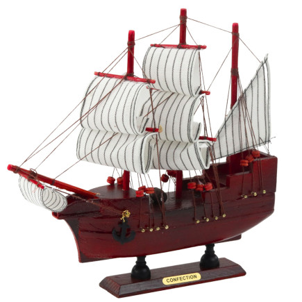 Czerwony Żaglowiec Dekoracyjny MODEL KOLEKCJONERSKI 24x23cm - EAN: 5905991049289