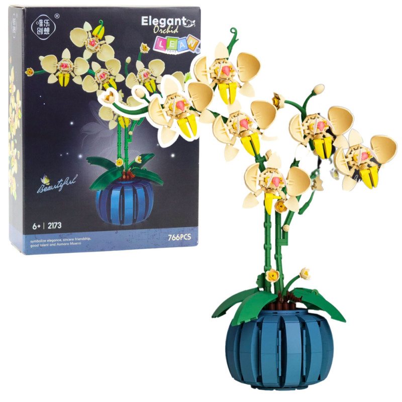 Klocki konstrukcyjne Orchidea Storczyk w doniczce Żółta 766 el. EAN: 5905991074465