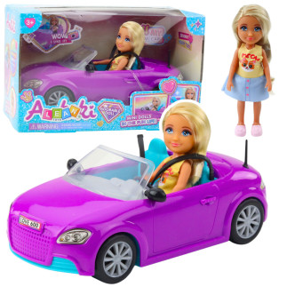 Zestaw mini laleczka ankiki samochód kabriolet fioletowy