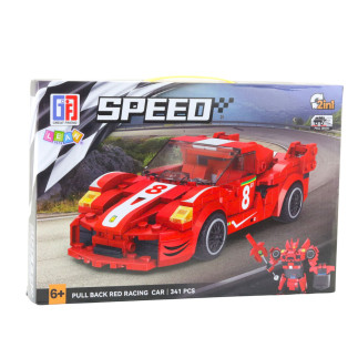 Klocki konstrukcyjne auto robot 2w1 czerwony napęd 341 el.