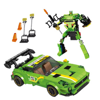 Klocki konstrukcyjne Auto Robot 2w1 Żółto-Zielony Napęd 352 el. EAN: 5905991071976