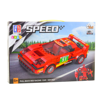 Klocki konstrukcyjne auto robot 2w1 czerwony napęd 329 el.