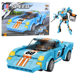 Klocki konstrukcyjne auto robot 2w1 pomarańczowo-niebieski napęd 336 el.