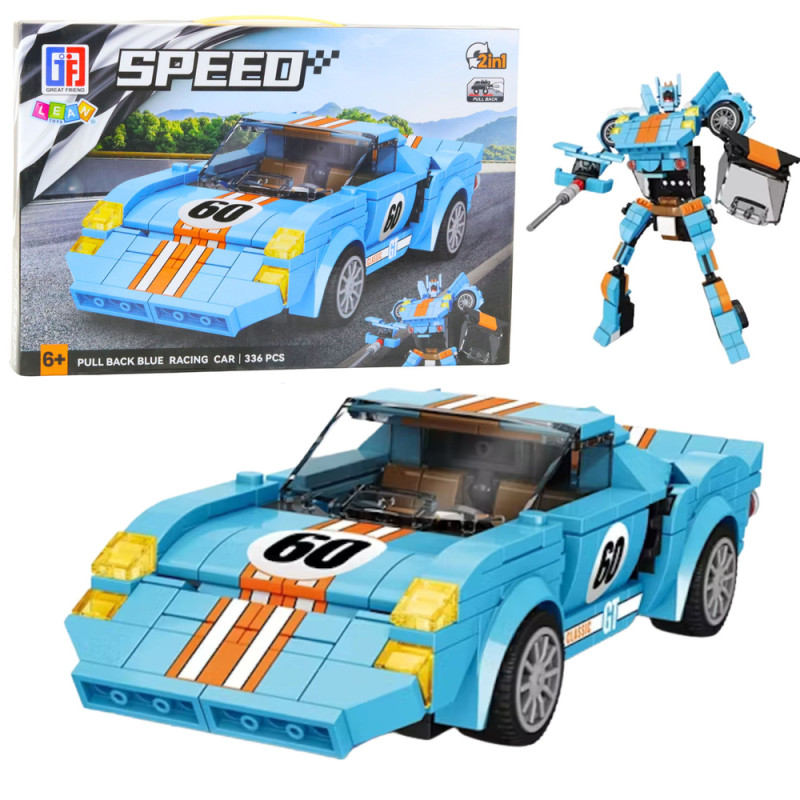 Klocki konstrukcyjne Auto Robot 2w1 Pomarańczowo-Niebieski 336 el. EAN: 5905991072010