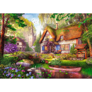 Puzzle Premium Plus - Tea Time: Urocza Chatka w Lesie Trefl 10804 (EAN: 5900511108040)