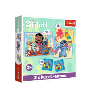 Puzzle - 2w1+memos - wesoły dzień lilo and stitch  trefl 93585