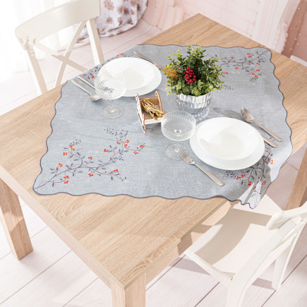 Jarzębinowy blask serweta z haftem 85x85 cm szary EAN: 5906450022348