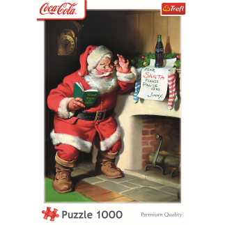 Puzzle - 1000 xmas - coca-cola: mikołaj przy kominku trefl 10922
