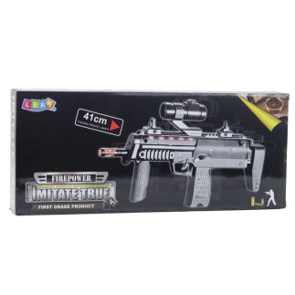 Karabin zabawkowy broń światła dźwięki celownik czarny 41cm