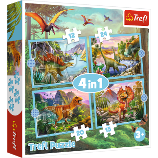 Puzzle - 4w1  - wyjątkowe dinozaury - trefl 34609