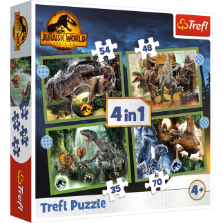 Puzzle - 4w1 - groźne dinozaury - universal jurassic world trefl 34607
