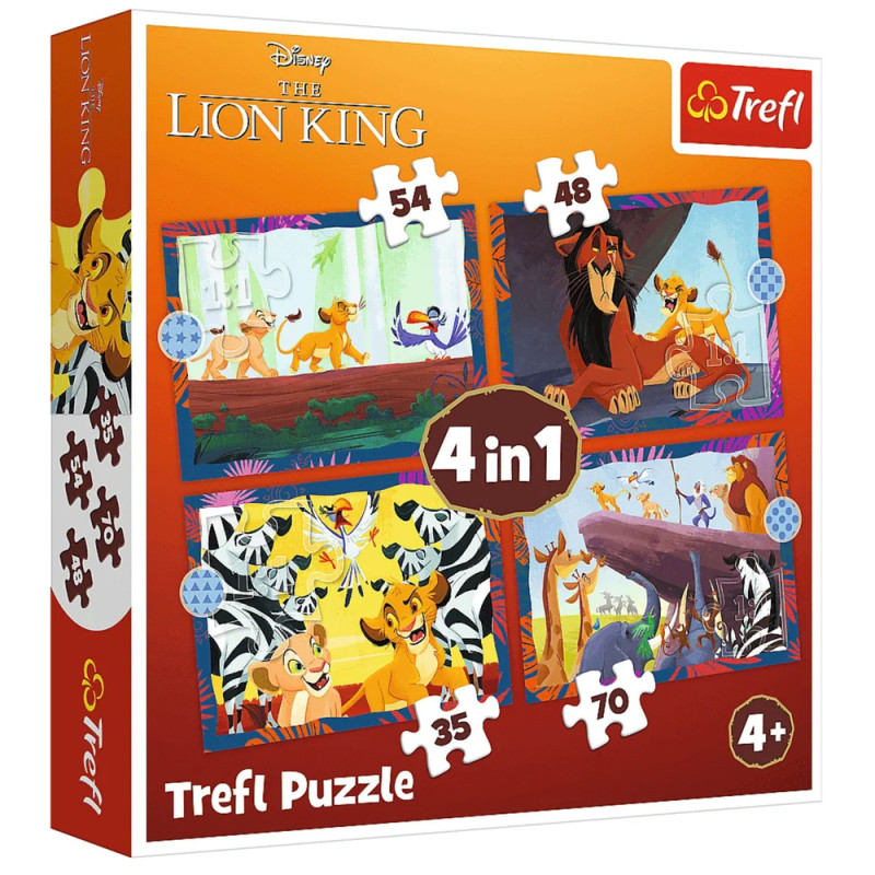 Puzzle "Odważny Król Lew 4w1" - Disney Lion King Trefl EAN: 5900511346534 Puzzle "Odważny Król Lew 4w1" - Disney Lion King Trefl EAN: 5900511346534