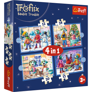 Puzzle - 4w1 - u treflików pada śnieg trefl 34657