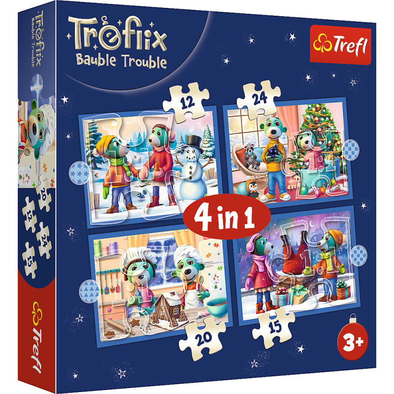 Puzzle 4w1 - Trefliki pada śnieg, EAN: 5900511346572