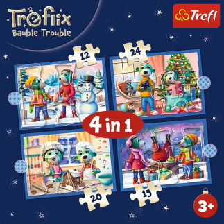 Puzzle - 4w1 - u treflików pada śnieg trefl 34657