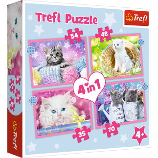 Puzzle - "4w1" - zabawne kotki trefl 34396