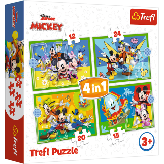 Puzzle - "4w1 (12, 15, 20, 24)" - wśród przyjaciół myszka miki trefl 34616