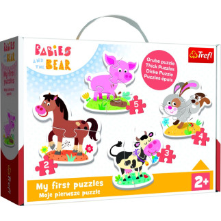 Puzzle - baby classic - na farmie -  bobaski i miś trefl 36127