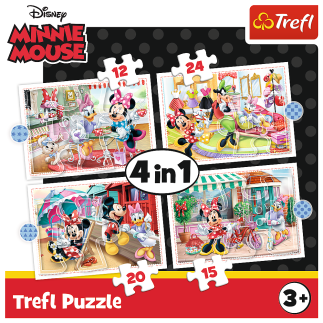 Puzzle - 4w1 (12, 15, 20, 24) - minnie z przyjaciółmi / disney minnie 34355