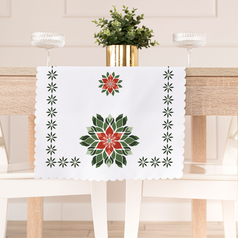 Bieżnik nina folk Gwiazda Betlejemska wodoodporny 38x140cm biały EAN: 5906450023352