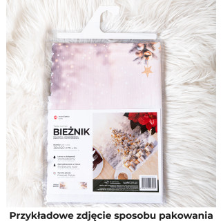 Folk, gwiazda betlejemska bieżnik nina wodoodporna, 38x140cm, kolor 001 biały