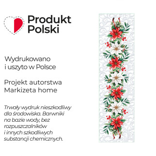 Bieżnik "Gwiazda Betlejemska" Nina 38x140cm Wodoodporny Biały EAN: 5906450023376